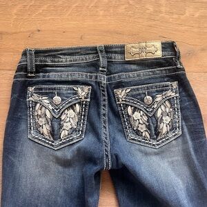 Miss Me Blue Jeans with Rhinestone Embellishments